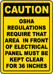 Area In Front of Panel Must Be Clear Label