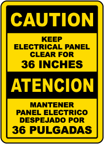 Bilingual Keep Electrical Panel Clear For 36 Inches Sign