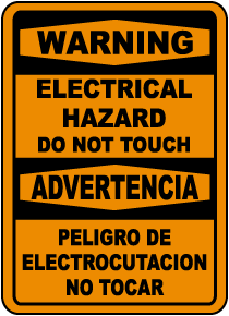 Bilingual Warning Electrical Hazard Do Not Touch Sign