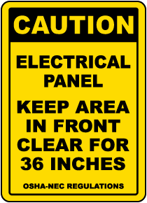 Caution Keep Area Clear For 36 Inches Floor Label