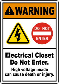 Warning Do Not Enter Electrical Closet Sign