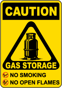 Caution Gas Storage No Smoking Sign