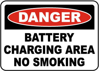 Battery Charging No Smoking Sign