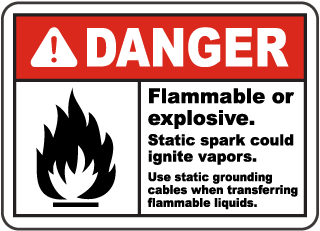 Static Spark Could Ignite Vapors Sign