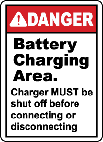 Danger Charger Must Be Shut Off Sign
