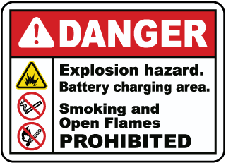 Explosion Hazard Charging Area Sign