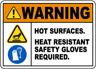 Heat Resistant Safety Gloves Required Sign