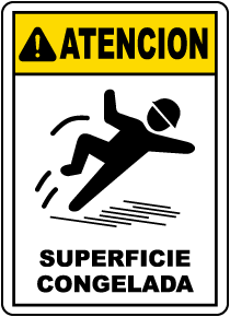 Spanish Caution Icy Surface Sign