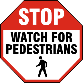 Stop Watch for Pedestrians Floor Sign
