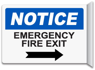 Notice Emergency Fire Exit Sign