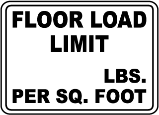Floor Load Limit Per Square Foot Sign