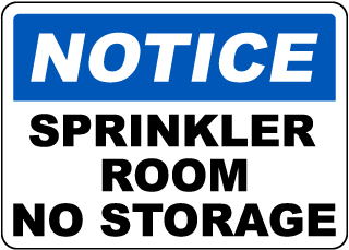 Sprinkler Room No Storage Sign