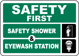 Safety First Safety Shower and Eyewash Station Sign
