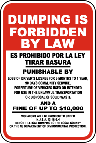 Dumping Is Forbidden By Law Sign