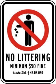 Alaska No Littering Sign