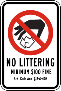 Arkansas No Littering Sign