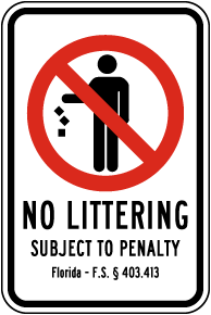 Florida No Littering Sign