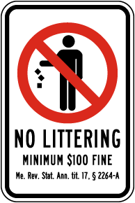 Maine No Littering Sign
