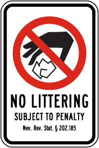 Nevada No Littering Sign