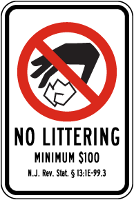 New Jersey No Littering Sign