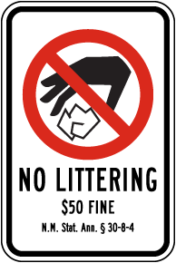 New Mexico No Littering Sign