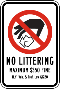 New York No Littering Sign