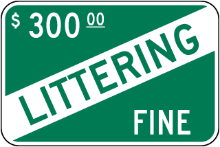 Pennsylvania Littering Fine Sign