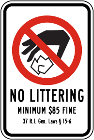 Rhode Island No Littering Sign