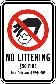 Tennessee No Littering Sign