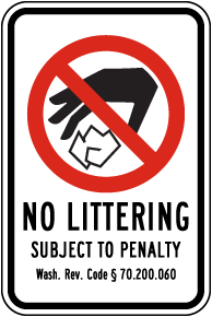 Washington No Littering Sign