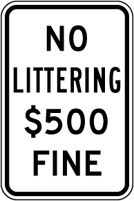 Wisconsin No Littering Fine Sign