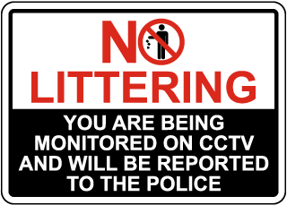Monitored On CCTV No Littering Sign