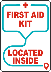 First Aid Kit Located Inside Sign