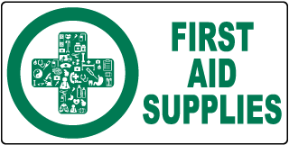 First Aid Supplies Sign