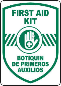 Bilingual First Aid Kit Sign