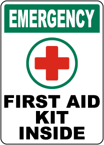 Emergency First Aid Kit Inside Sign