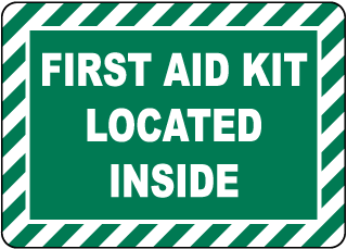 First Aid Kit Located Inside Sign