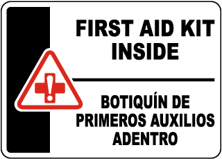 Bilingual First Aid Kit Inside Sign