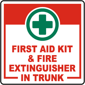 First Aid Kit and Fire Extinguisher Sign