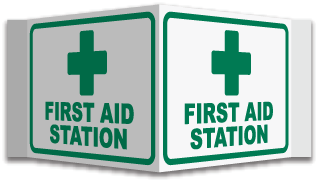 3-Way First Aid Station Sign
