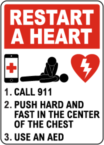 AED Restart a Heart Sign
