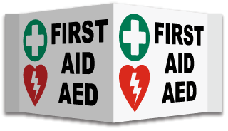 3-Way First Aid AED Sign