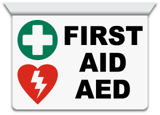 2-Way Top First Aid AED Sign