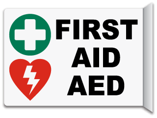 2-Way Side First Aid AED Sign