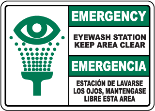 Bilingual Emergency Eye Wash Station Sign