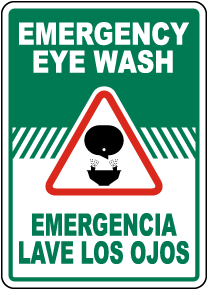 Bilingual Emergency Eye Wash Sign