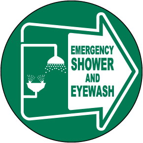 Emergency Shower/Eyewash Station: Shower Eye Wash Keep Clear Shower and Eye  Wash Station Icon Portrait - Wall Sign