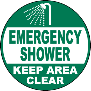 Emergency Shower Keep Area Clear Floor Sign