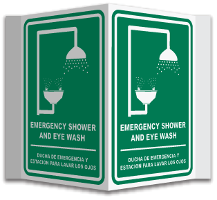 3-Way Emergency Shower and Eye Wash Sign