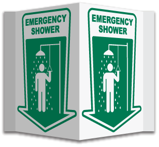 3-Way Emergency Shower Sign